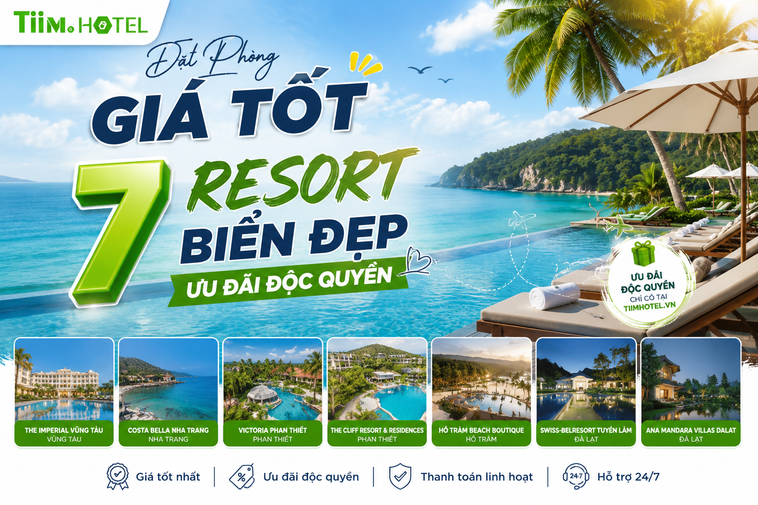 Đặt Phòng Giá Tốt 7 Resort Biển Đẹp – Ưu Đãi Độc Quyền TiimHotel